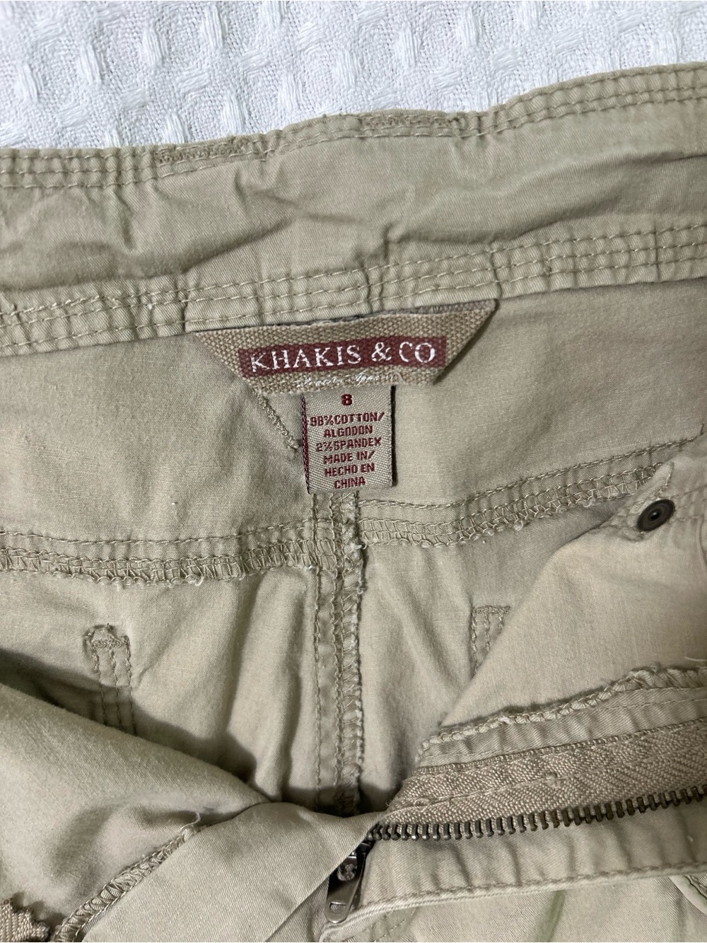 Roll-Cuff Cotton Jean Shorts in Khaki - Women's - Picture 2 of 13